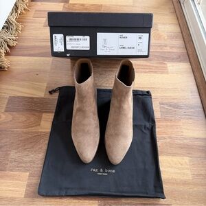 Rag & Bone Womens Rover - Suede Ankle Boots - Camel - Barely Worn